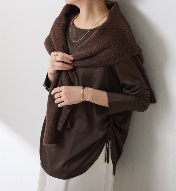  「サテンサイドドロストTブラウス」|シャツ・ブラウス|