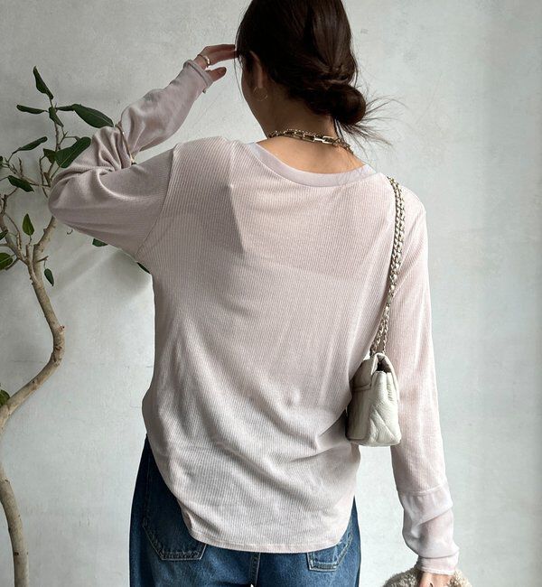 「【柔らかい着心地】袖シアーリブTEE」|Tシャツ・カットソー|