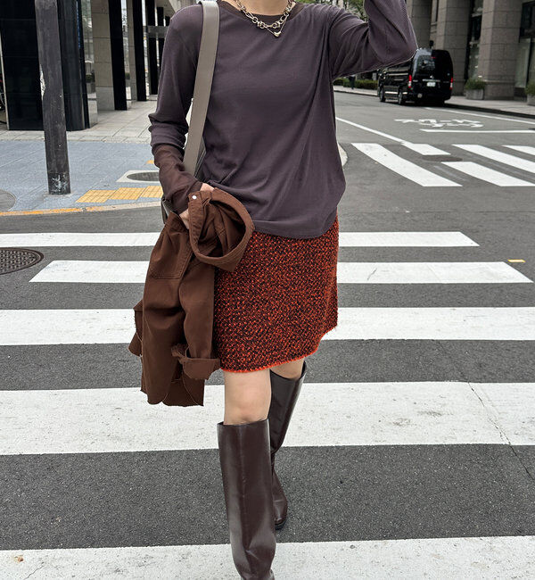  「【柔らかい着心地】袖シアーリブTEE」|Tシャツ・カットソー|