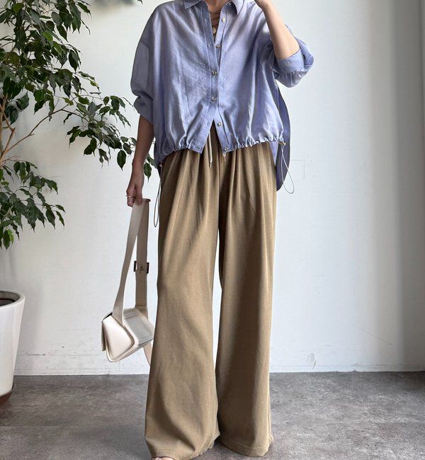  「ビンテージ風タックワイドドロストパンツ」|チノ|