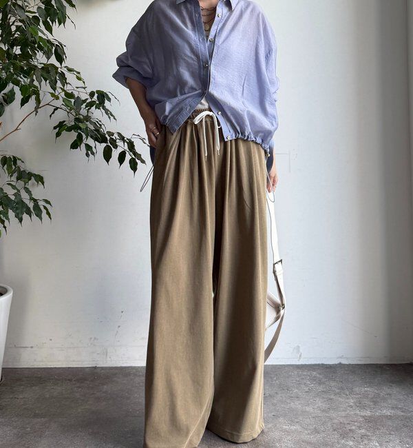  「ビンテージ風タックワイドドロストパンツ」|チノ|