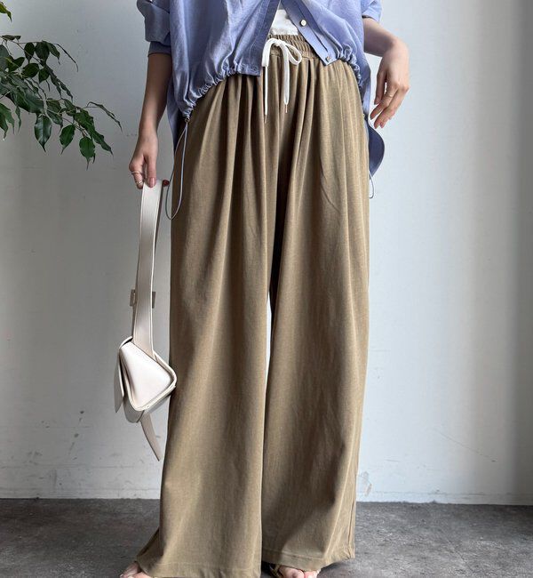  「ビンテージ風タックワイドドロストパンツ」|チノ|