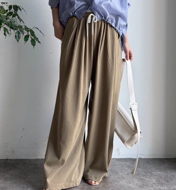  「ビンテージ風タックワイドドロストパンツ」|チノ|