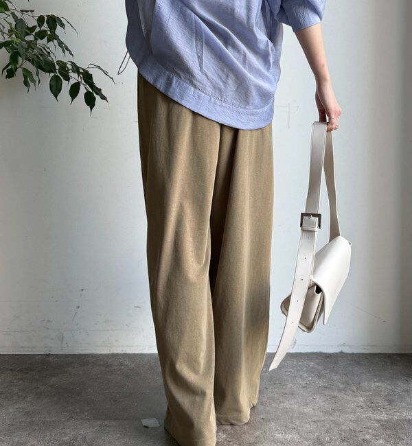 「ビンテージ風タックワイドドロストパンツ」|チノ|