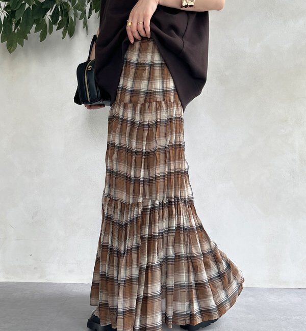  「チェックワッシャースカート」|スカート|