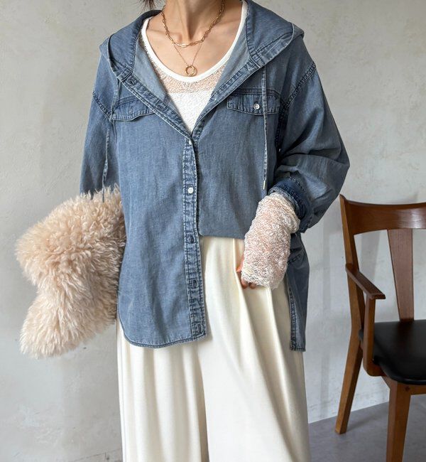  「シアーデニムフーディーシャツ」|シャツ・ブラウス|