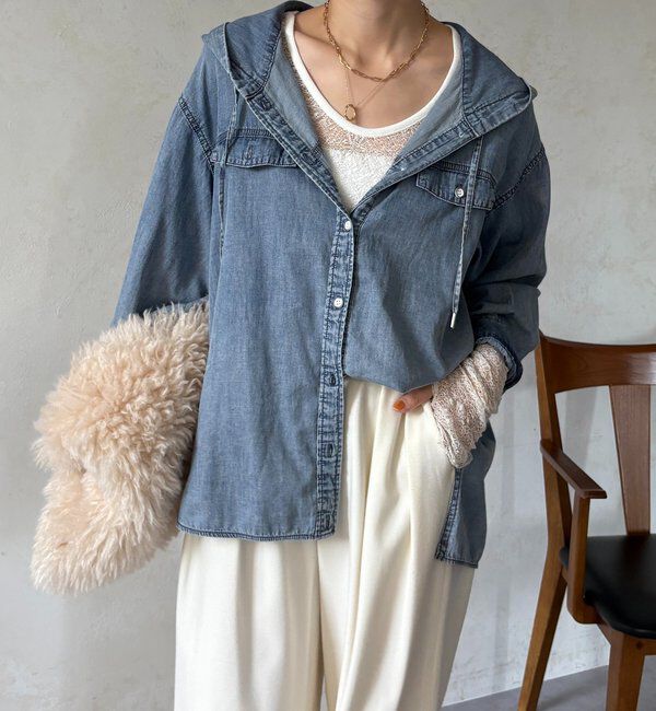  「シアーデニムフーディーシャツ」|シャツ・ブラウス|