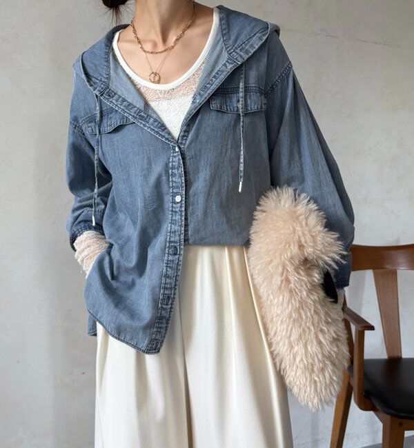  「シアーデニムフーディーシャツ」|シャツ・ブラウス|