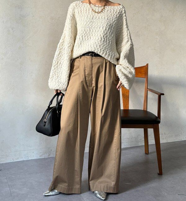  「ストレッチサテンバレルパンツ」|チノ|