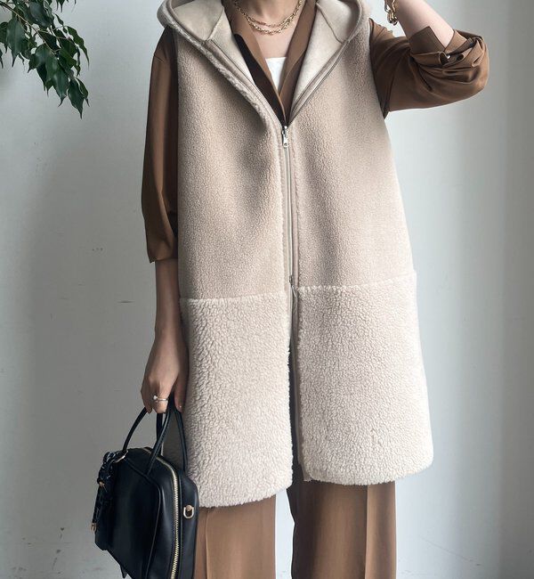  「ボア切替フーディージレ」|ベスト・ジレ|