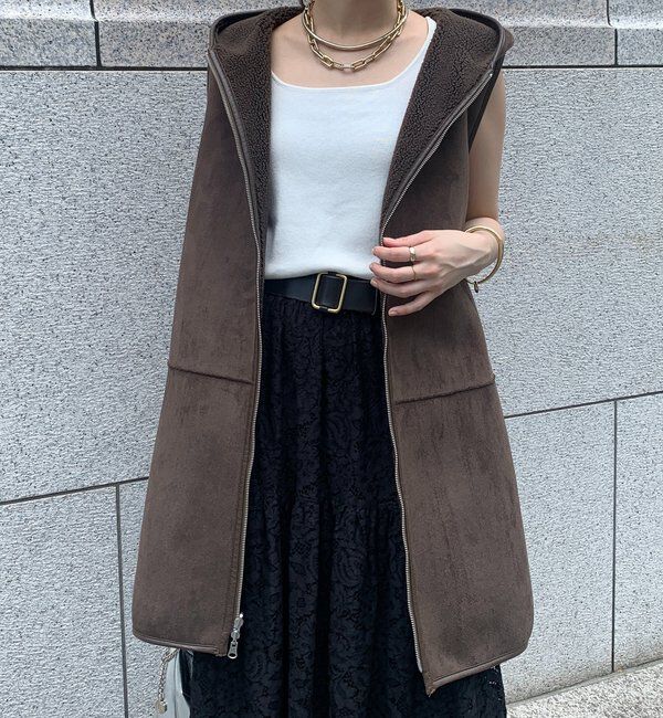  「ボア切替フーディージレ」|ベスト・ジレ|