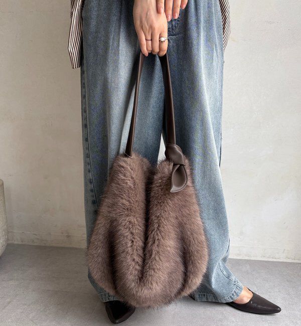  「ワンハンドルエコファーバッグ」|トートバッグ|ブラウン