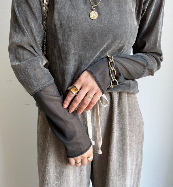  「【新色追加】チュールフロッキーシアー切替TEE」|Tシャツ・カットソー|