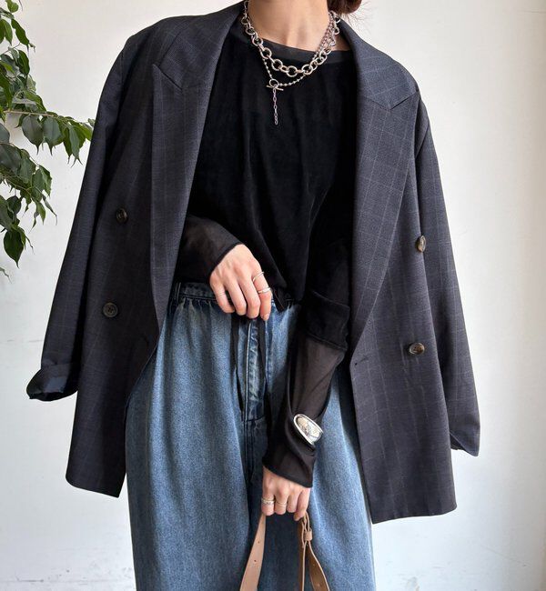  「【新色追加】チュールフロッキーシアー切替TEE」|Tシャツ・カットソー|