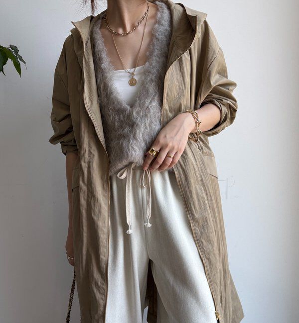  「フィブリルタッチフーディージップロングコート」|その他|