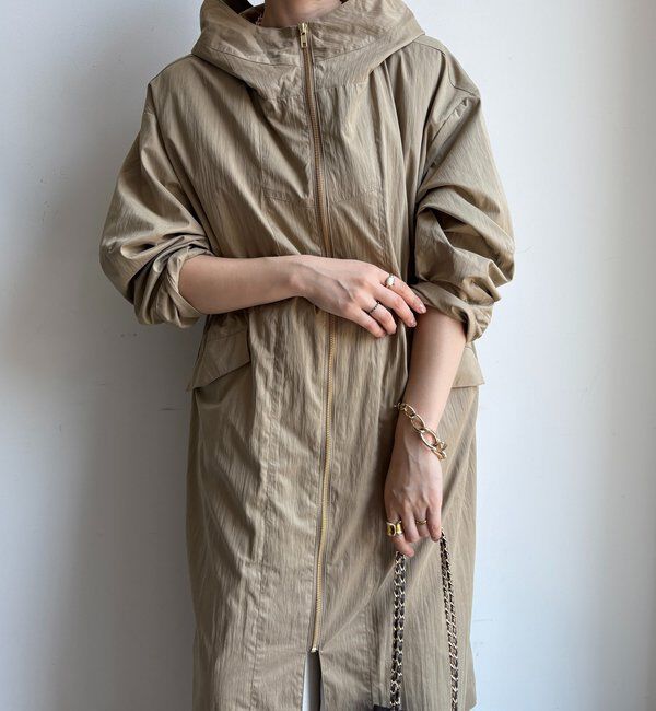  「フィブリルタッチフーディージップロングコート」|その他|