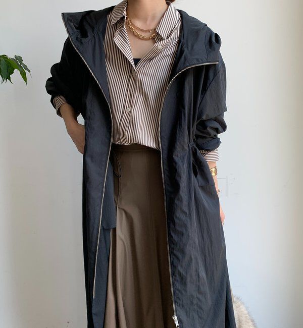  「フィブリルタッチフーディージップロングコート」|その他|