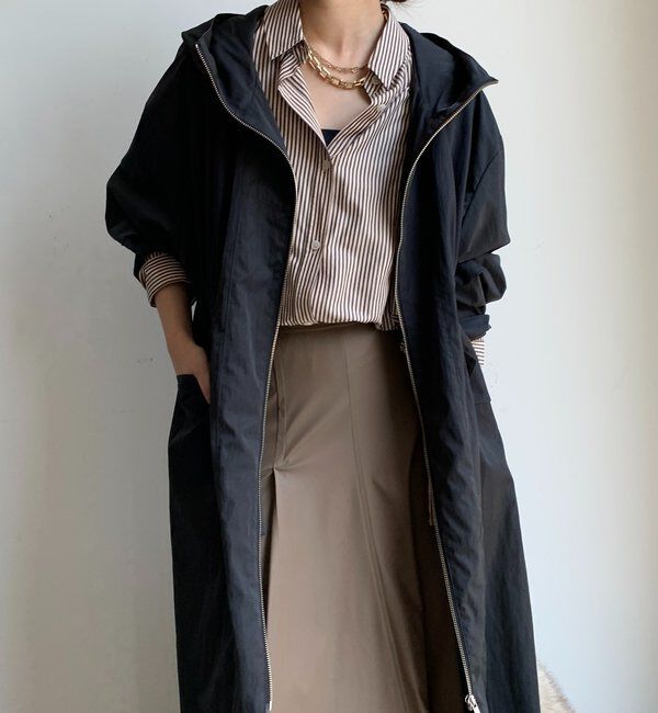  「フィブリルタッチフーディージップロングコート」|その他|