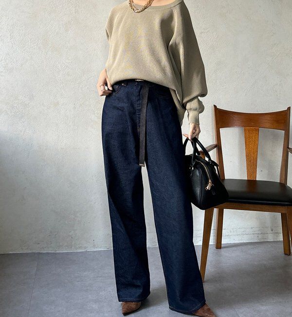  「ストレッチヤーン片畦ポンチョニット」|ニット・セーター|