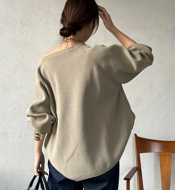  「ストレッチヤーン片畦ポンチョニット」|ニット・セーター|