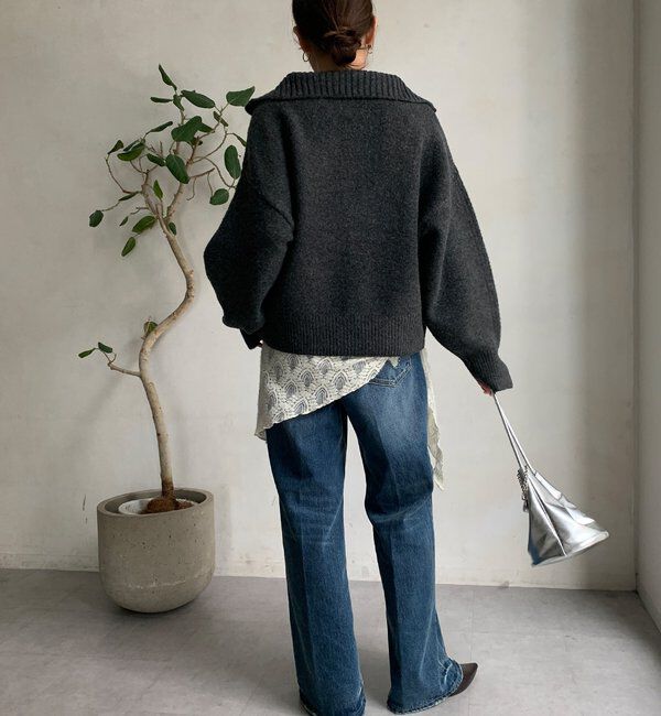  「【WEB限定】ダブルジップニットブルゾン」|カーディガン|