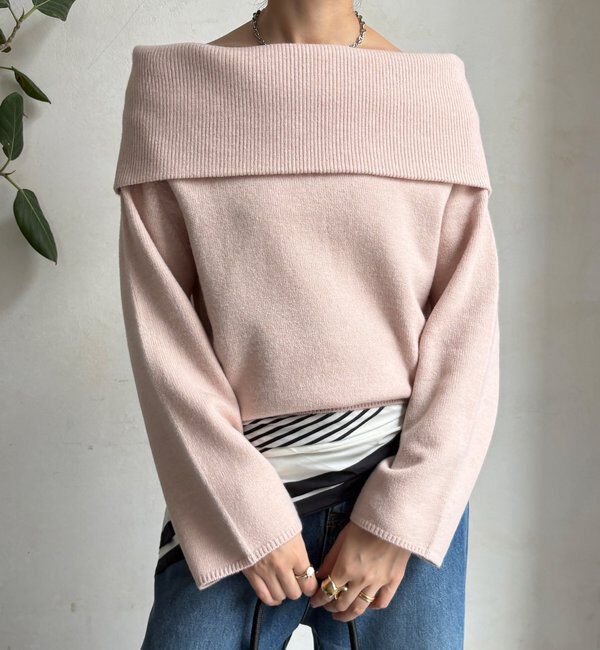  「オフタートルプルオーバー」|ニット・セーター|ピンク