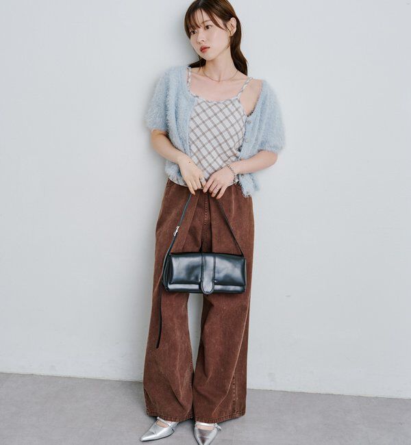  「【3サイズ】デニムタックワイドパンツ」|デニム|