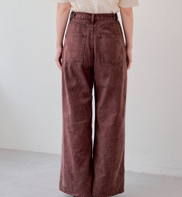  「【3サイズ】デニムタックワイドパンツ」|デニム|
