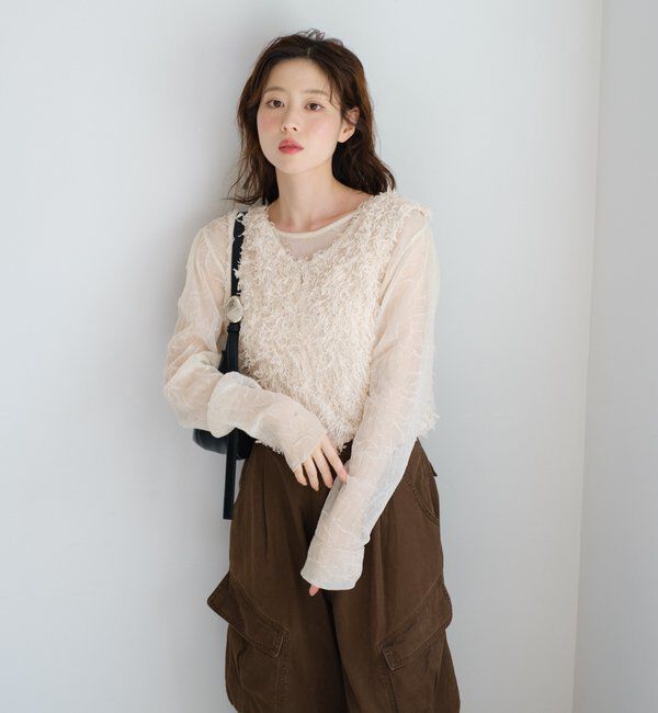  「【新色追加/前後2WAY】ファーショートベスト」|ベスト・ジレ|