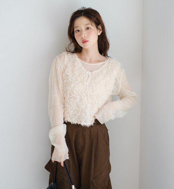  「【新色追加/前後2WAY】ファーショートベスト」|ベスト・ジレ|