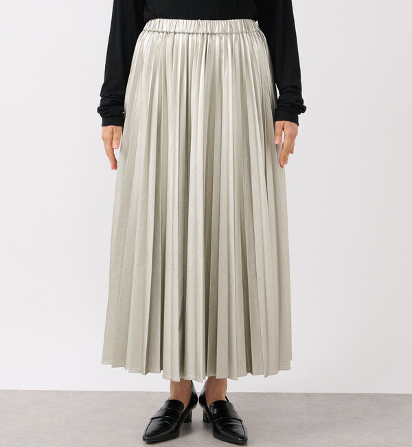  「【リバイバル/ウエストゴムで着やすい】レザーライクプリーツスカート」|スカート|