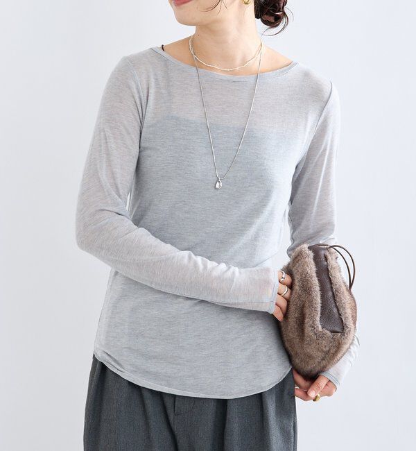  「【リバイバル/やわらかな肌触り】シルクカシミヤブレンドボートT」|Tシャツ・カットソー|