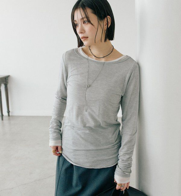  「【リバイバル/やわらかな肌触り】シルクカシミヤブレンドボートT」|Tシャツ・カットソー|