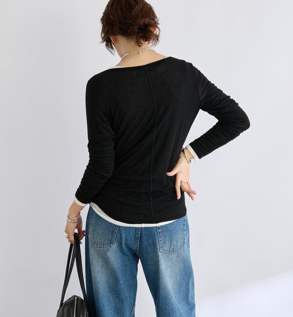  「【リバイバル/やわらかな肌触り】シルクカシミヤブレンドボートT」|Tシャツ・カットソー|