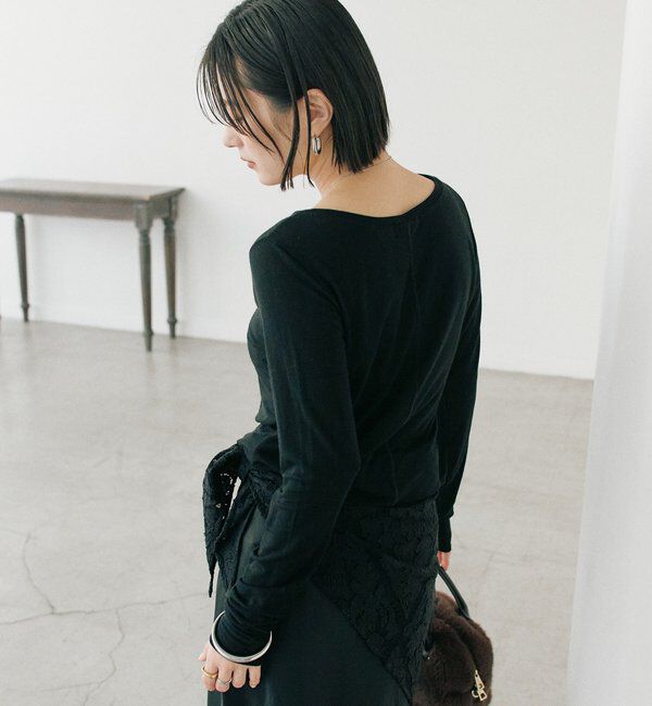  「【リバイバル/やわらかな肌触り】シルクカシミヤブレンドボートT」|Tシャツ・カットソー|