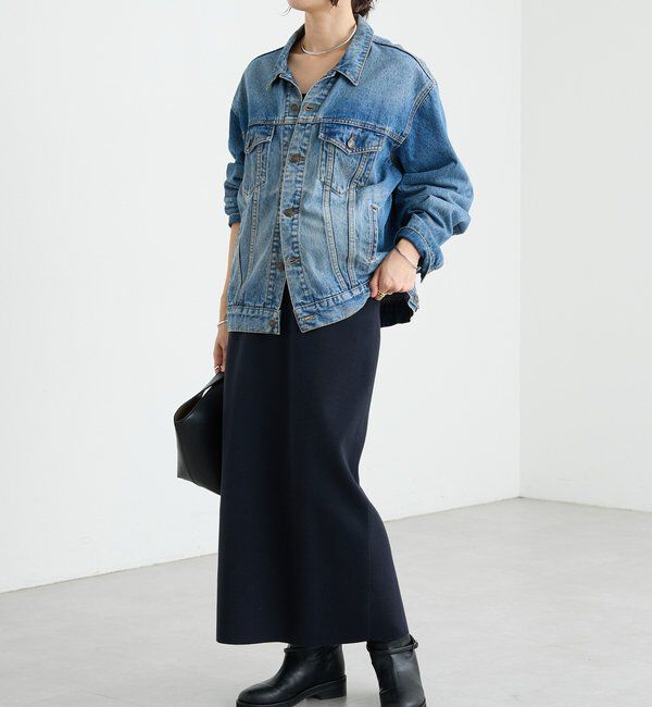  「【楽ちん美シルエット】コットンストレッチニットスカート」|スカート|