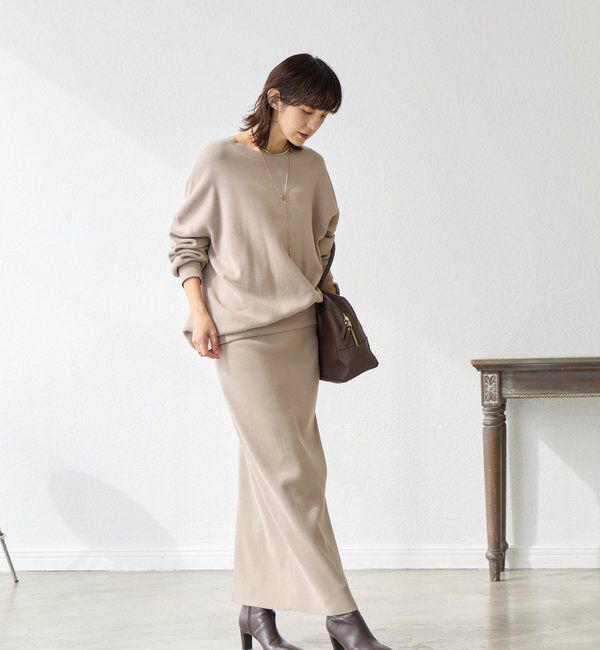  「【楽ちん美シルエット】コットンストレッチニットスカート」|スカート|