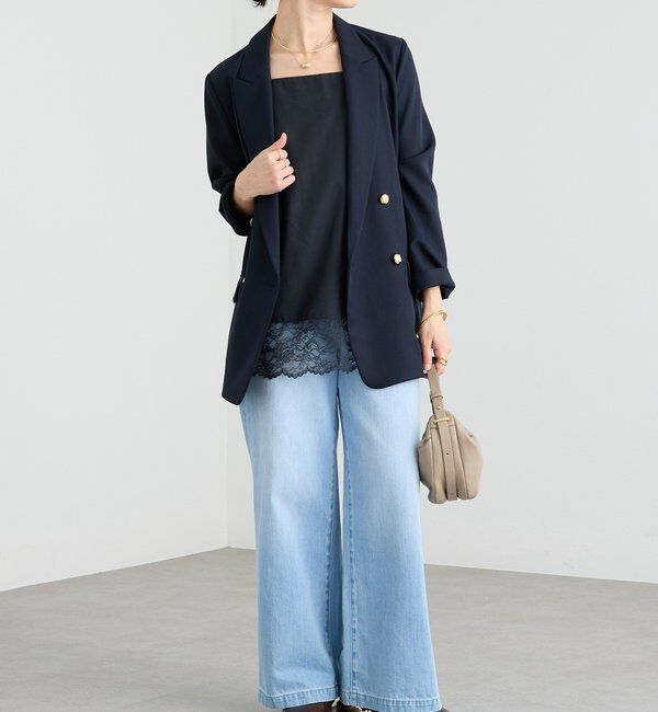  「【軽い着心地】ピーチツイルピークドラペルジャケット」|テーラードジャケット|