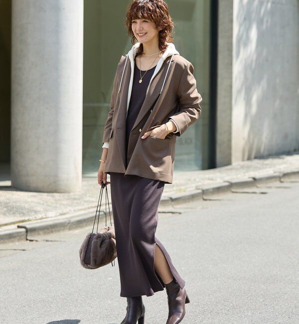  「【軽い着心地】ピーチツイルピークドラペルジャケット」|テーラードジャケット|