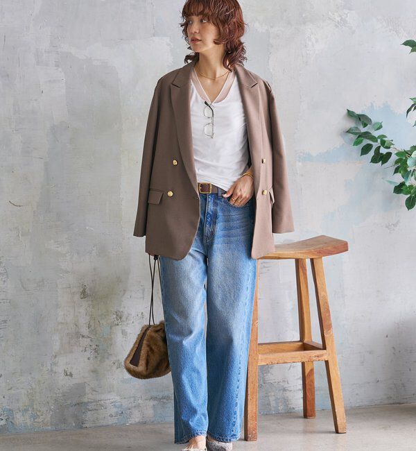  「【軽い着心地】ピーチツイルピークドラペルジャケット」|テーラードジャケット|
