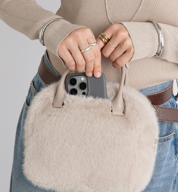  「【シーズンムード抜群】フェイクファーミニボストン」|クラッチバッグ|