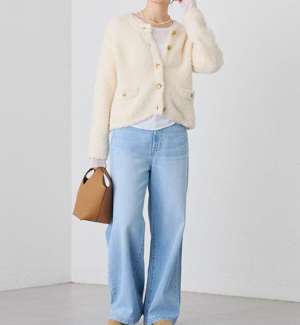  「【オンオフ使える】ウールボアニットジャケット」|カーディガン|