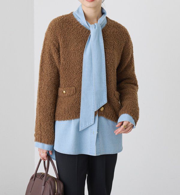  「【オンオフ使える】ウールボアニットジャケット」|カーディガン|