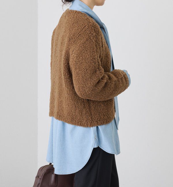  「【オンオフ使える】ウールボアニットジャケット」|カーディガン|