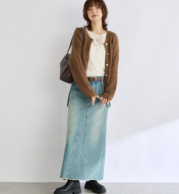  「【オンオフ使える】ウールボアニットジャケット」|カーディガン|