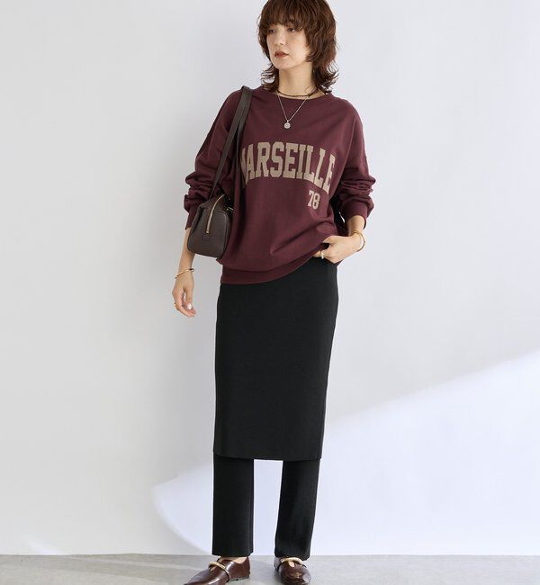  「【キャッチーなアイテム】スカートドッキングニットパンツ」|チノ|