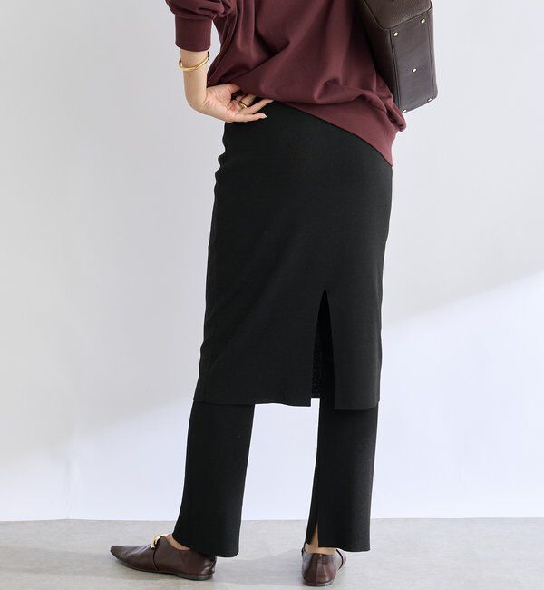  「【キャッチーなアイテム】スカートドッキングニットパンツ」|チノ|