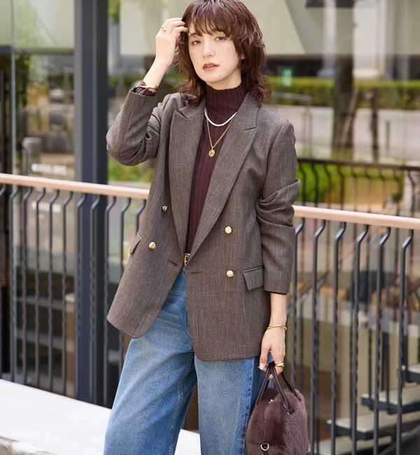  「【美シルエット】シャークスキンピークドラペルジャケット」|テーラードジャケット|