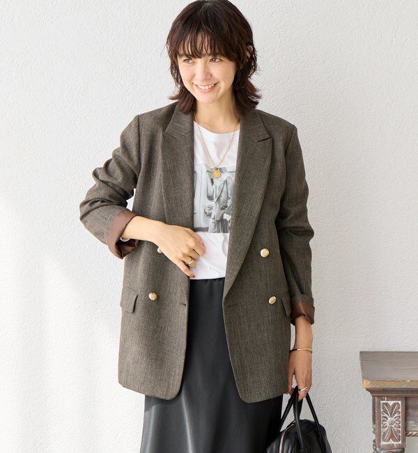  「【美シルエット】シャークスキンピークドラペルジャケット」|テーラードジャケット|