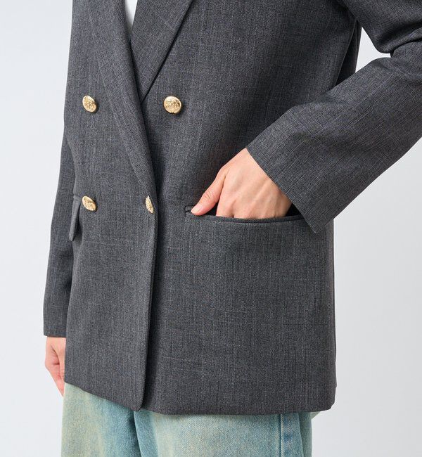  「【美シルエット】シャークスキンピークドラペルジャケット」|テーラードジャケット|